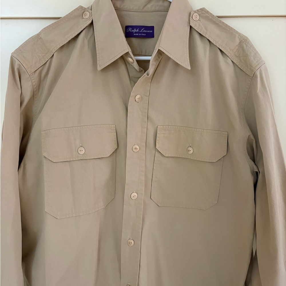 Ralph Lauren Purple Label Tan Button-Down Casual Shirt
